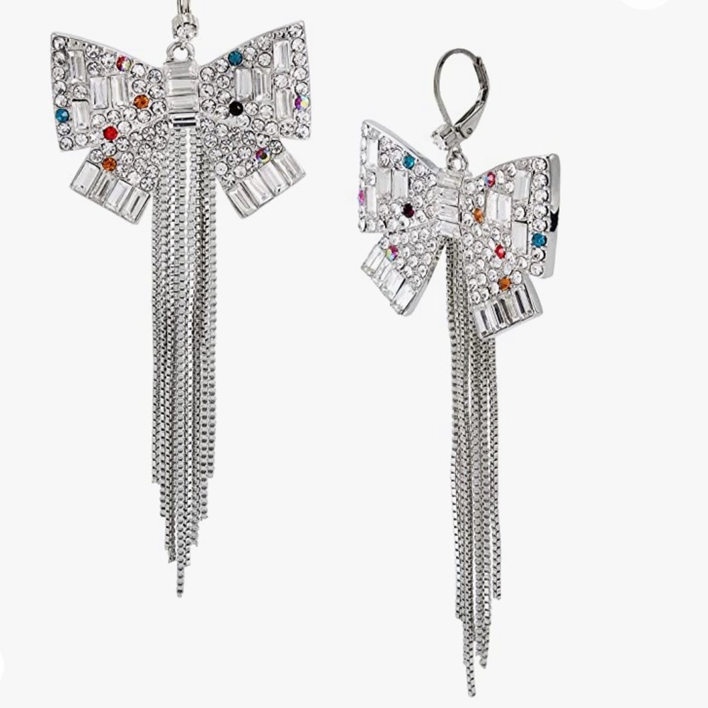 NWT Betsey Johnson Sparkle Bow Earrings